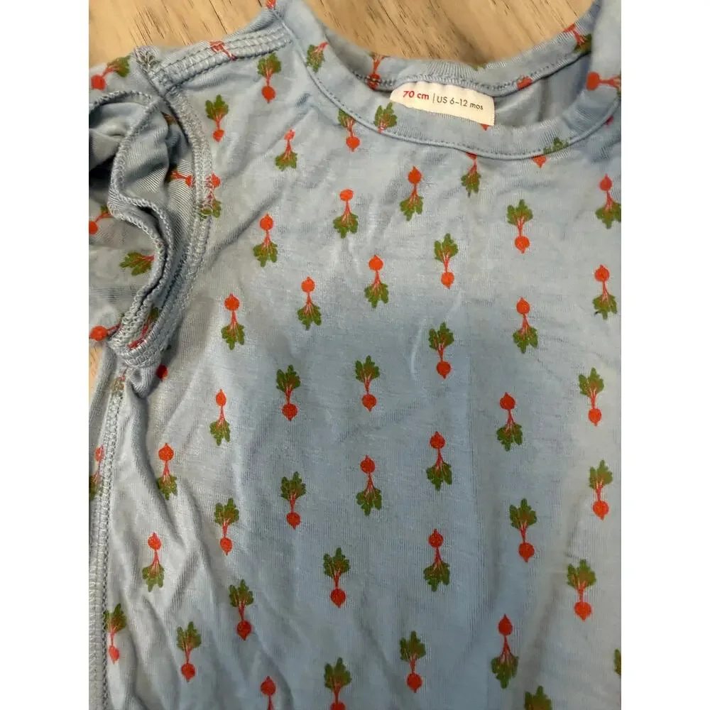 Hanna Andersson 6-12 Months Bamboo Baby One Piece Long Sleeve Radish Print